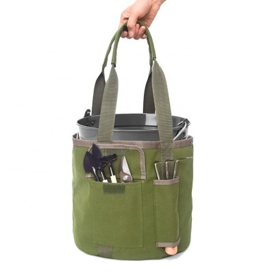 Double Handle Heavy Duty Canvas Garden Storage Tote Bucket Tool Bag