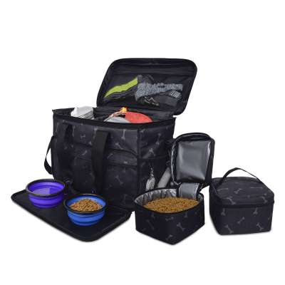 Large Capacity Heavy Duty Trolley Case Portable Dog Travel Bag With Two Small  Dog Food Storage Bag and Shoulder Strap